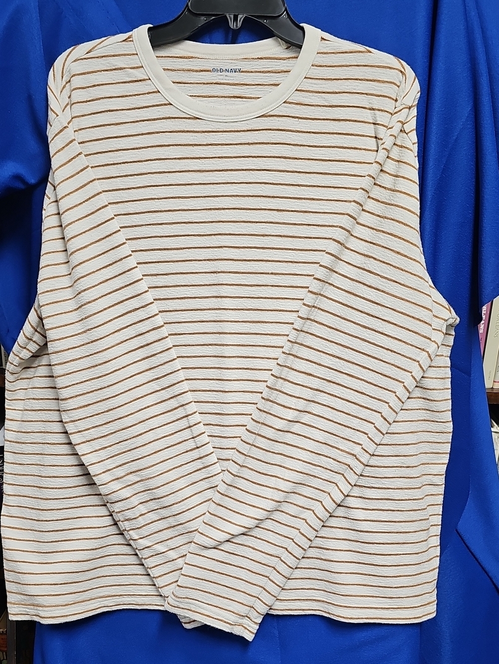 Old Navy Striped Long Sleeve Tee in White & Brown XL